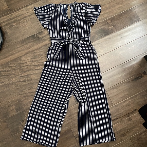 Marshalls Pants - Navy Striped Jumpsuit